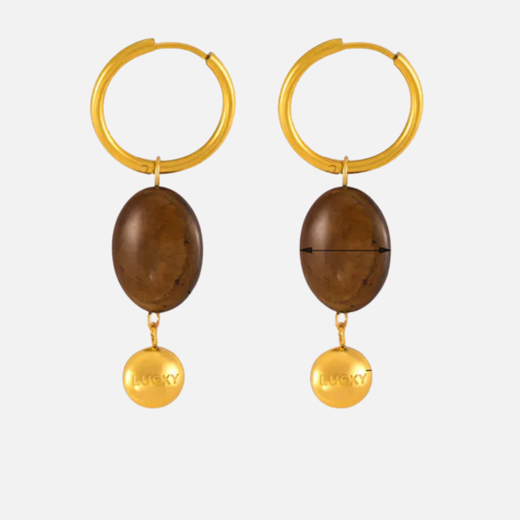 Boucles d’oreilles œil de tigre pendantes en acier inoxydable