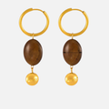 Boucles d’oreilles œil de tigre pendantes en acier inoxydable