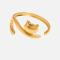 Bague chat en acier inoxydable