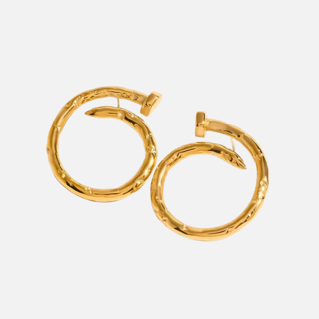 Boucles d’oreilles anneaux texturés en acier inoxydable