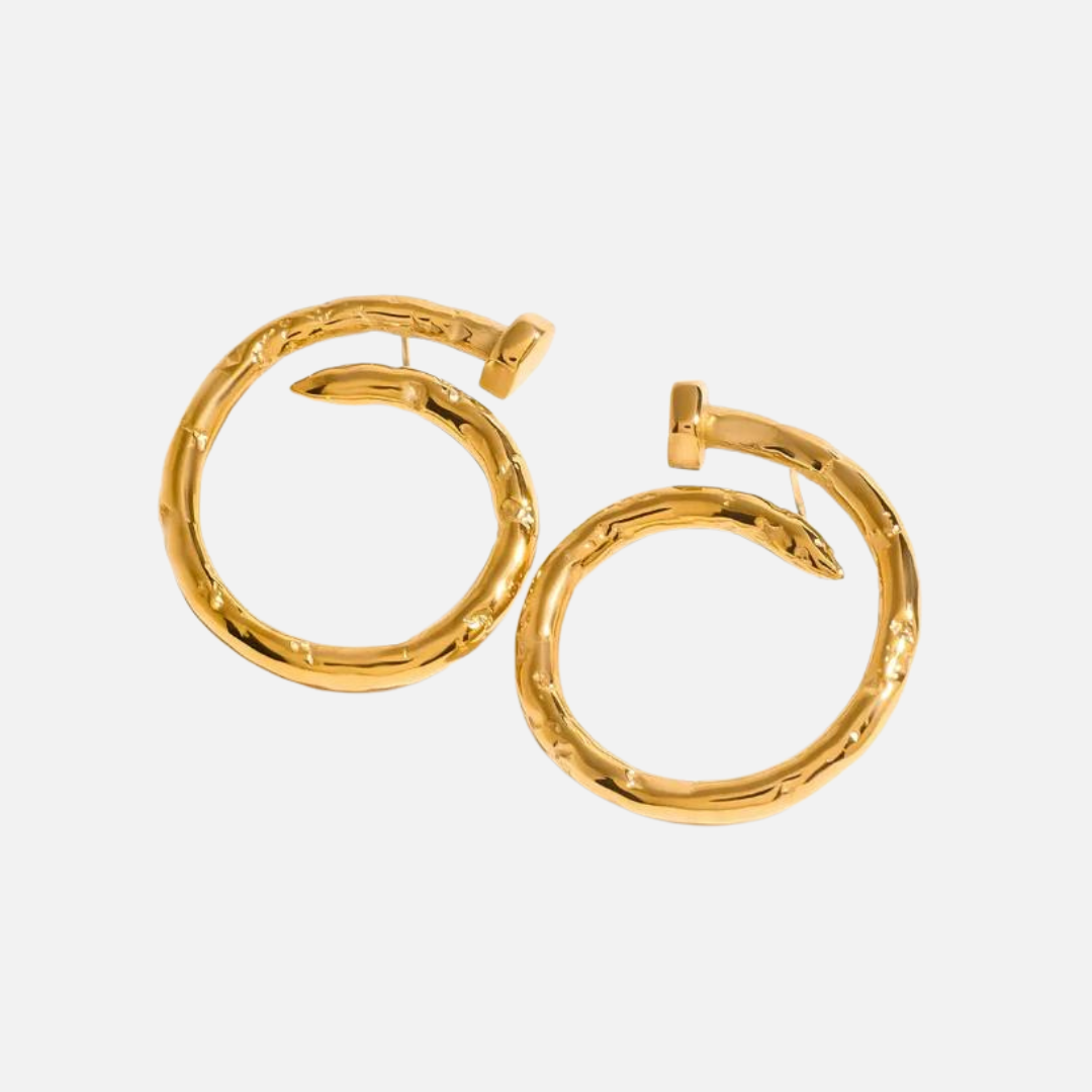 Boucles d’oreilles anneaux texturés en acier inoxydable