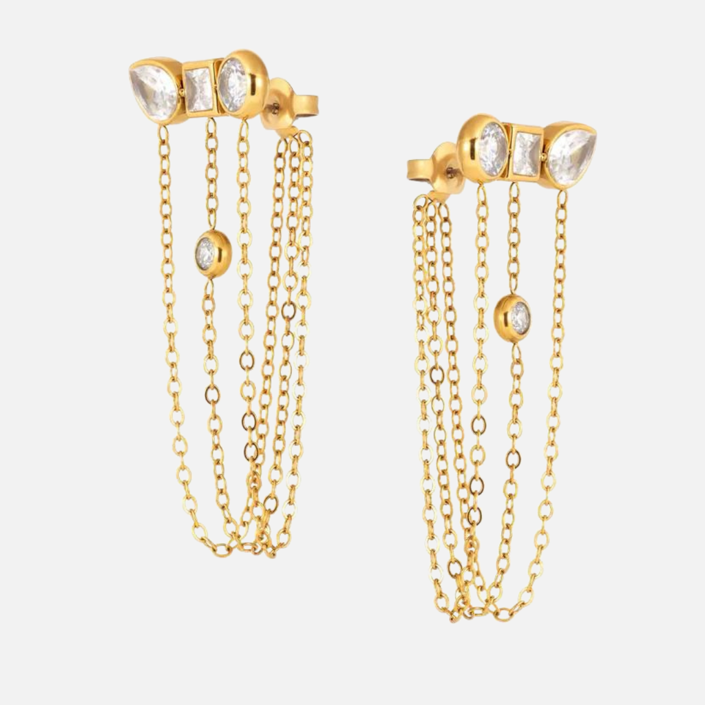 Boucles d’oreilles pendantes chaînes en acier inoxydable