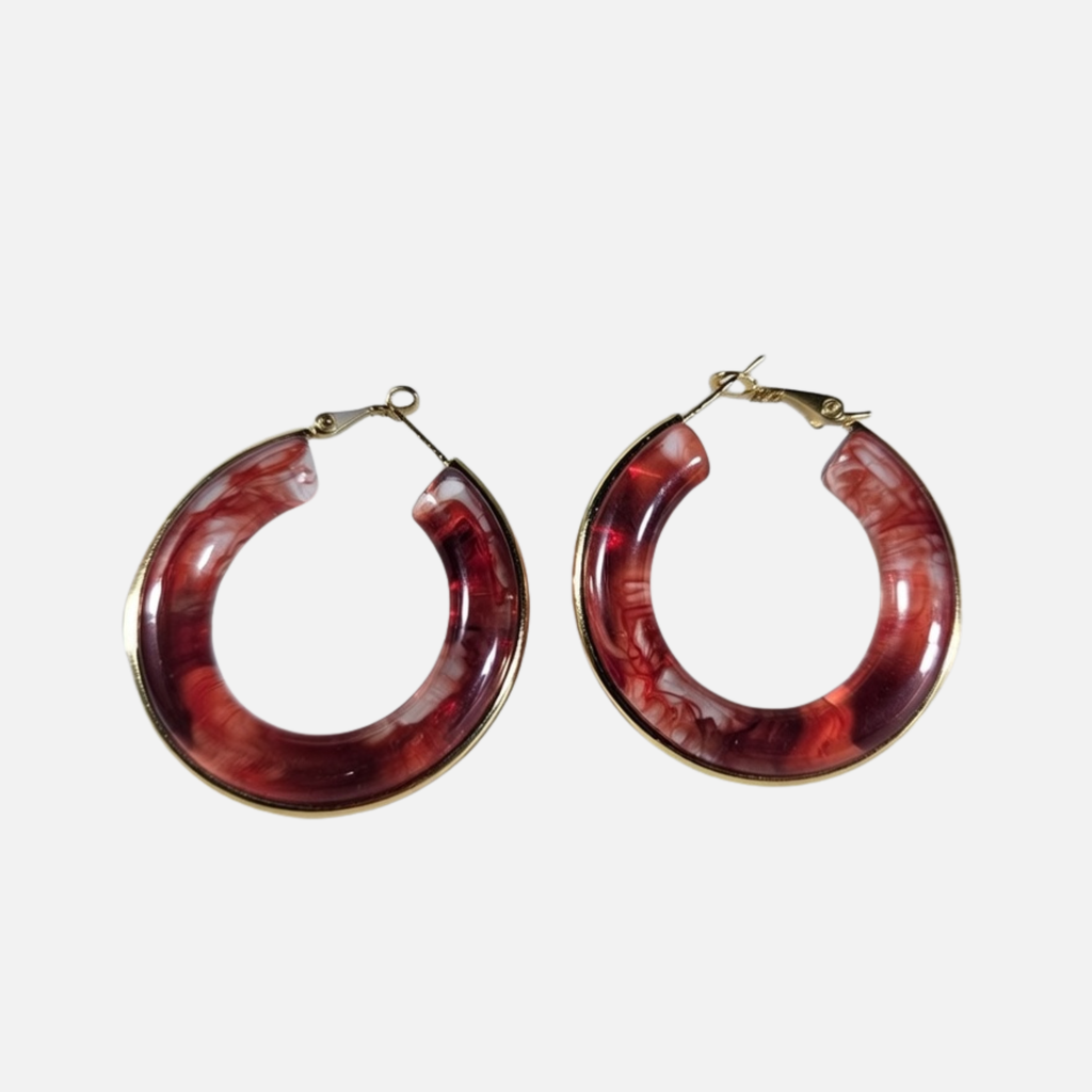 Boucles d'oreilles créoles en résine et en acier inoxydable