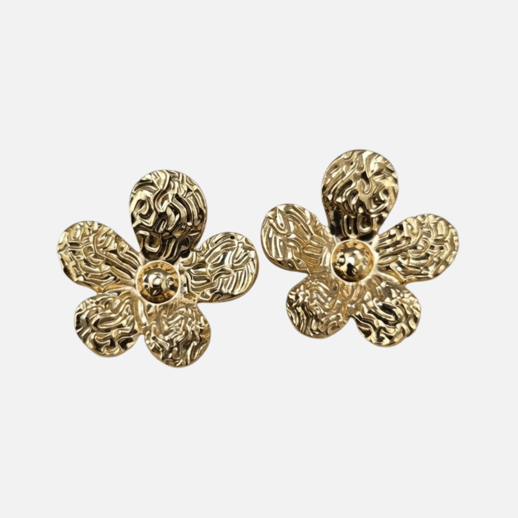 Boucles d’oreilles fleur en acier inoxydable
