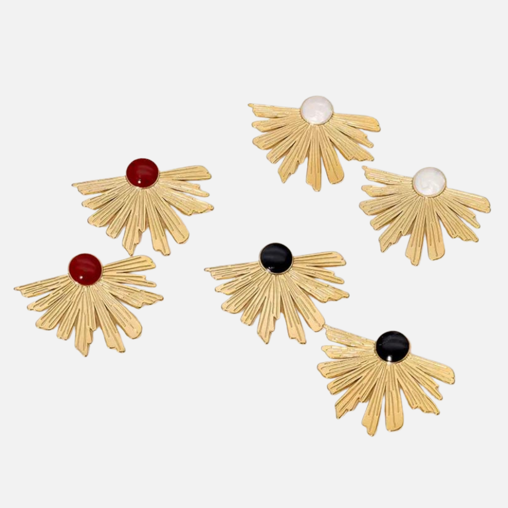 Boucles d’oreilles éventail en acier inoxydable