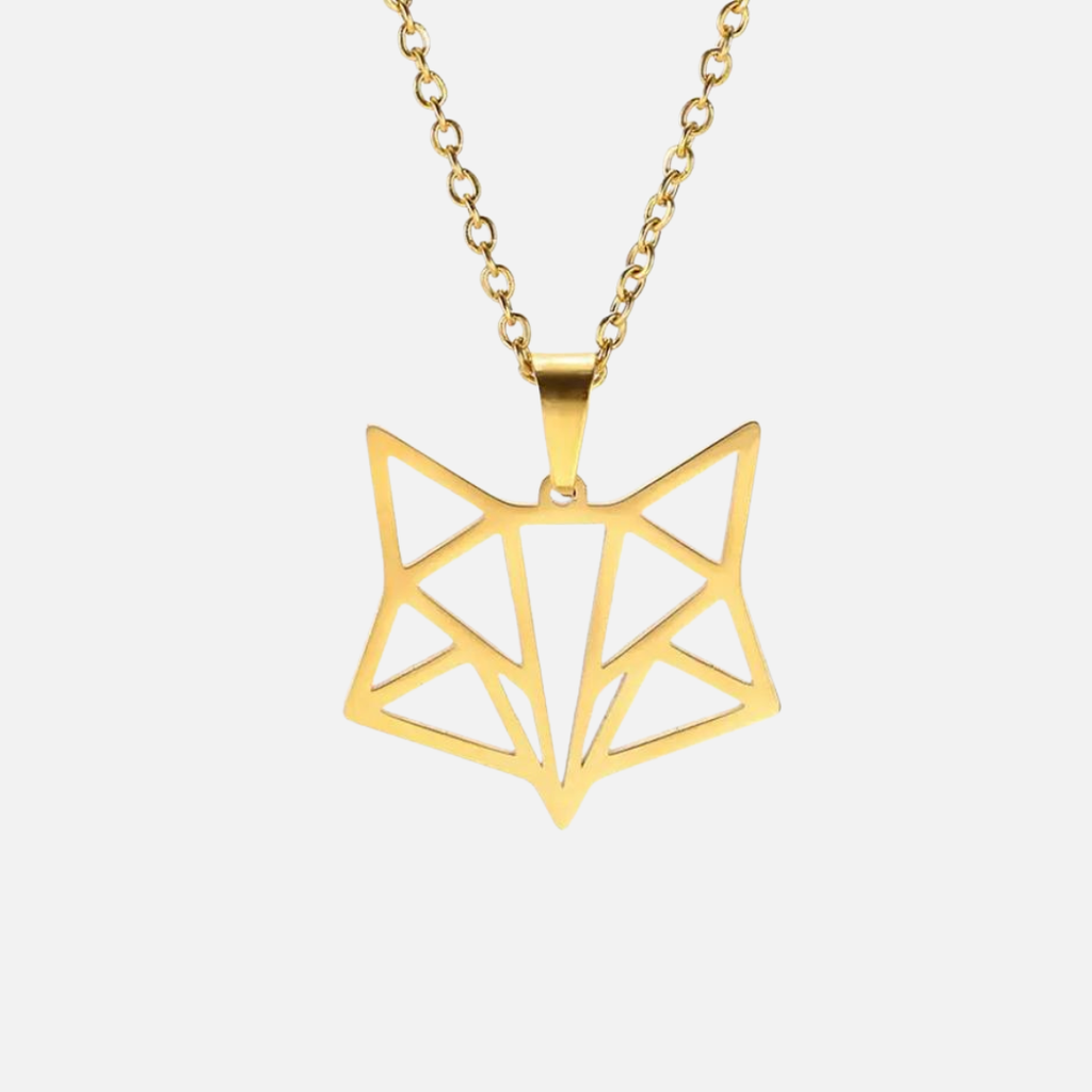 Collier tête de renard géométrique en acier inoxydable