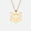Collier tête de renard géométrique en acier inoxydable