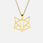 Collier tête de renard géométrique en acier inoxydable