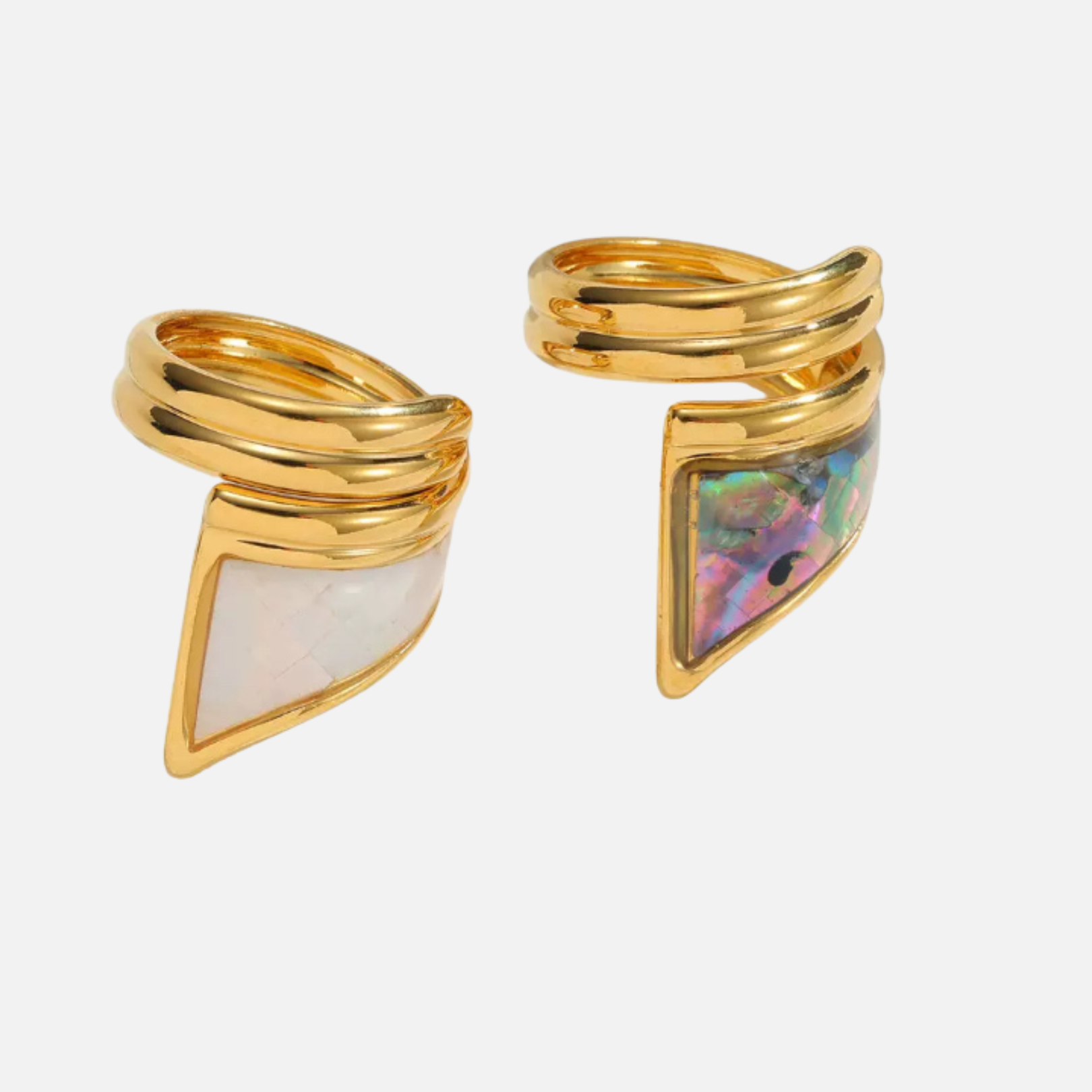 Bague pierre nacrée en acier inoxydable