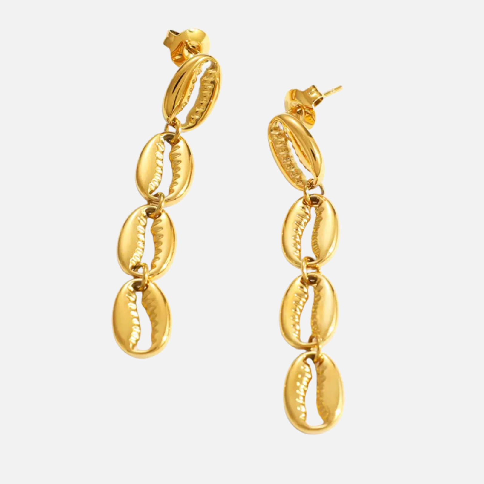Boucles d’oreilles cauris pendants en acier inoxydable