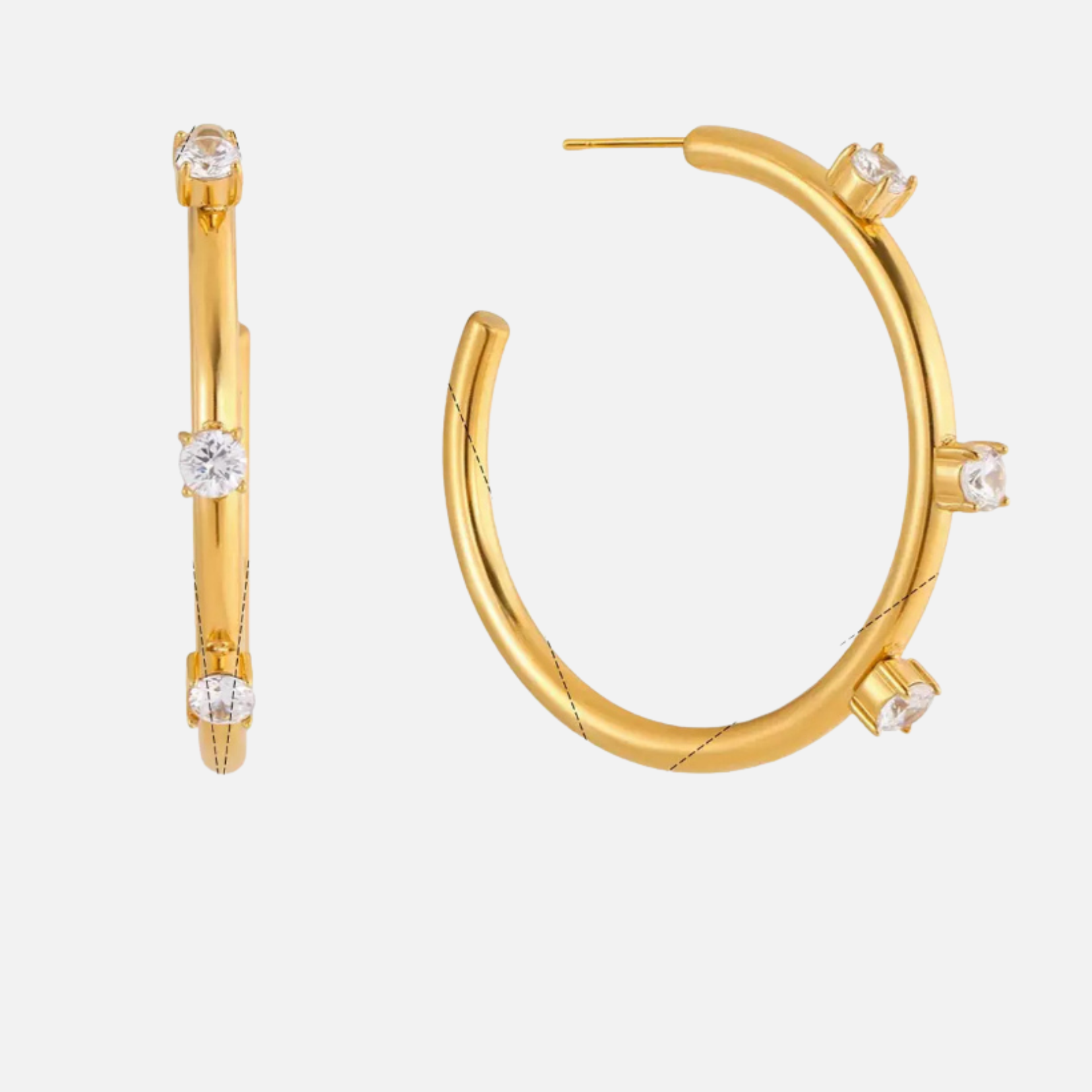 Créoles en acier inoxydable avec cristaux