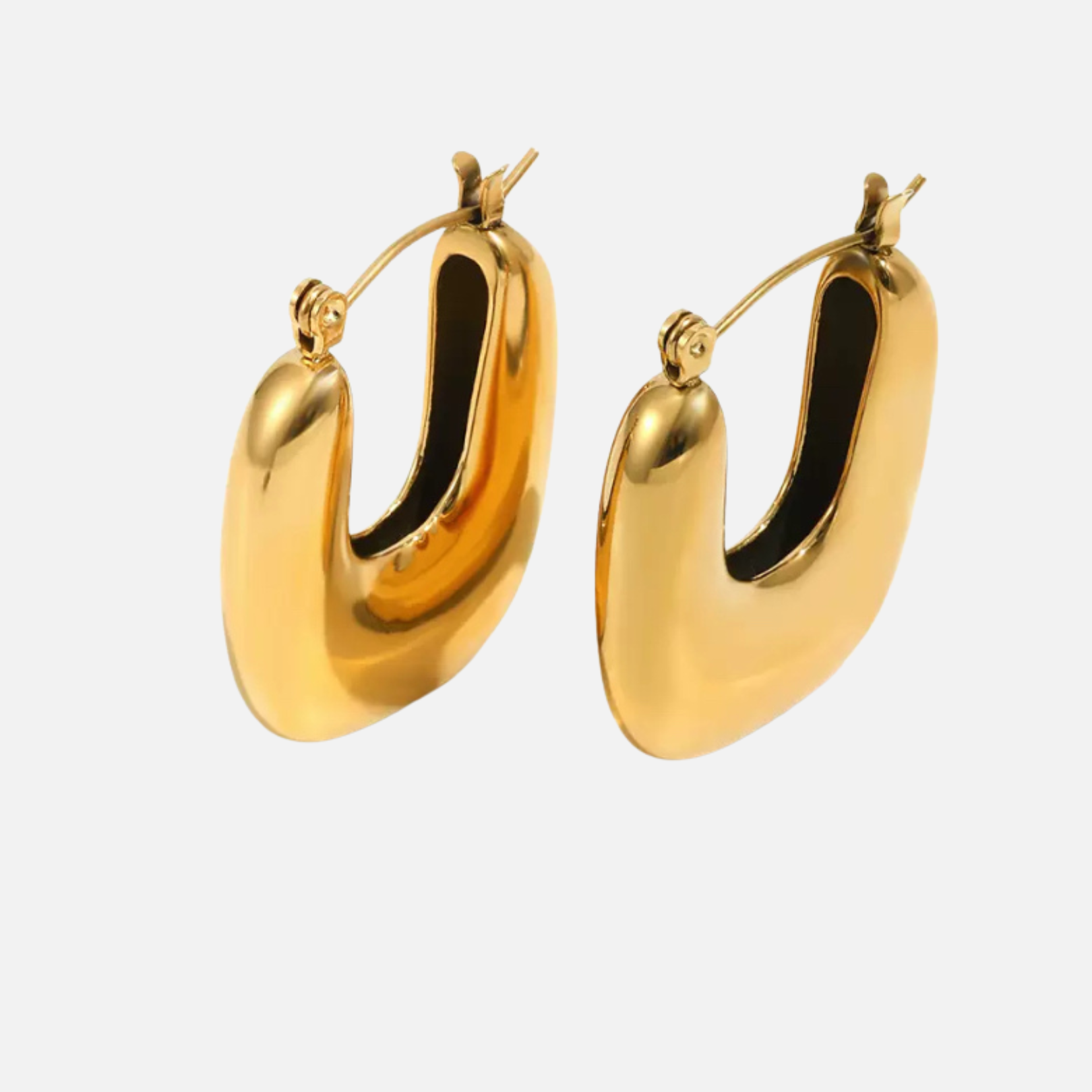 Créoles épaisses rectangulaires en acier inoxydable