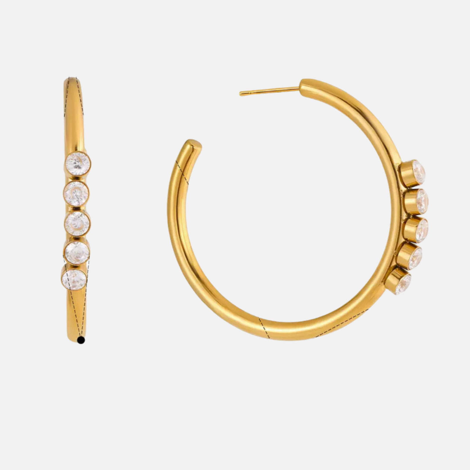 Créoles en acier inoxydable avec cristaux