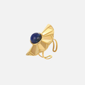 Bague éventail pierre bleue en acier inoxydable