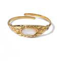 Bague fine pierre blanche en acier inoxydable