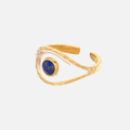 Bague ouverte en acier inoxydable avec pierre bleue