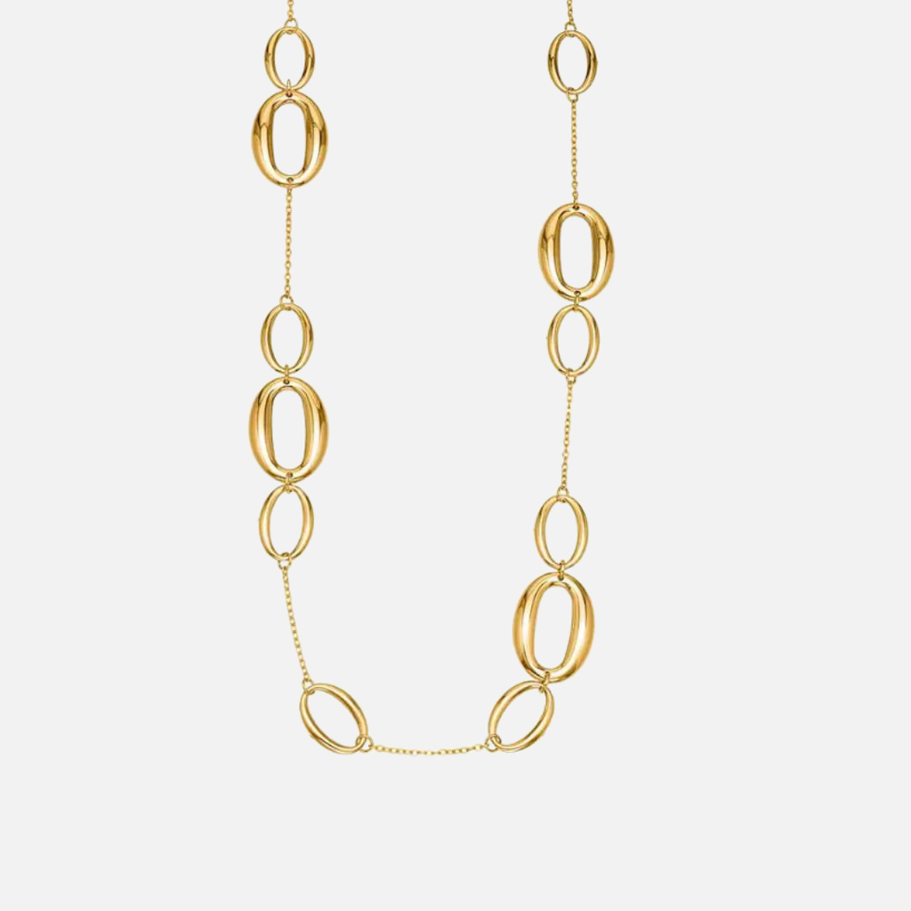 Collier long à maillons ovales en acier inoxydable
