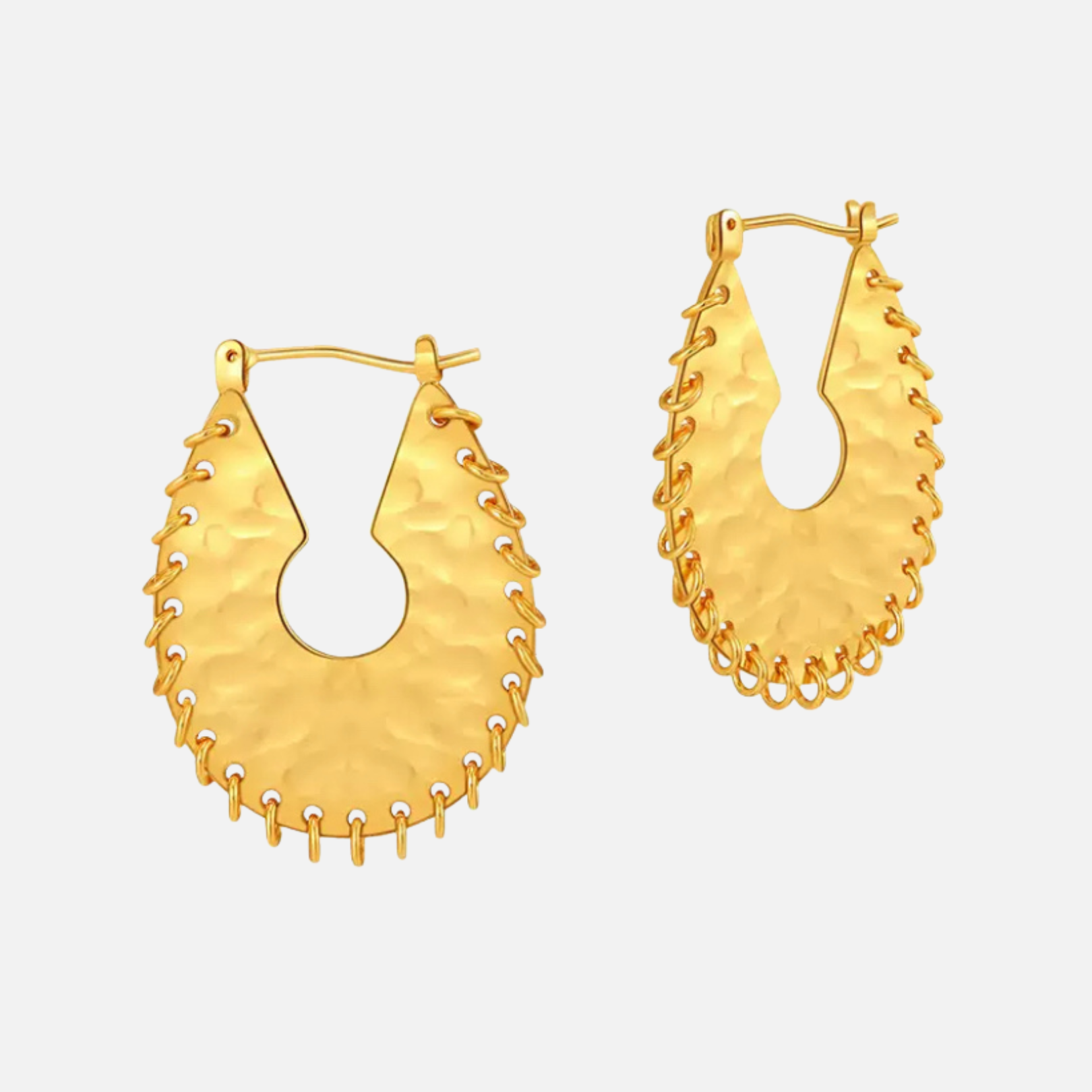 Boucles d’oreilles créoles texturées en acier inoxydable