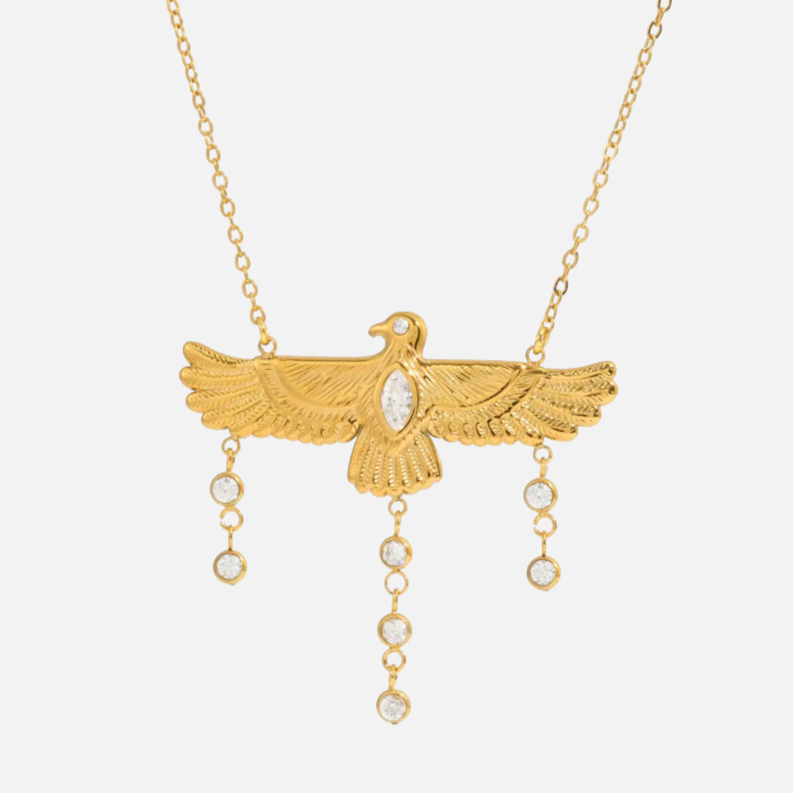 Collier aigle en acier inoxydable avec cristaux