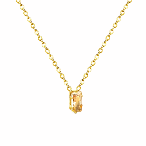 Collier pierre rectangulaire en acier inoxydable