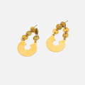 Boucles d’oreilles pendantes disques dorés en acier inoxydable