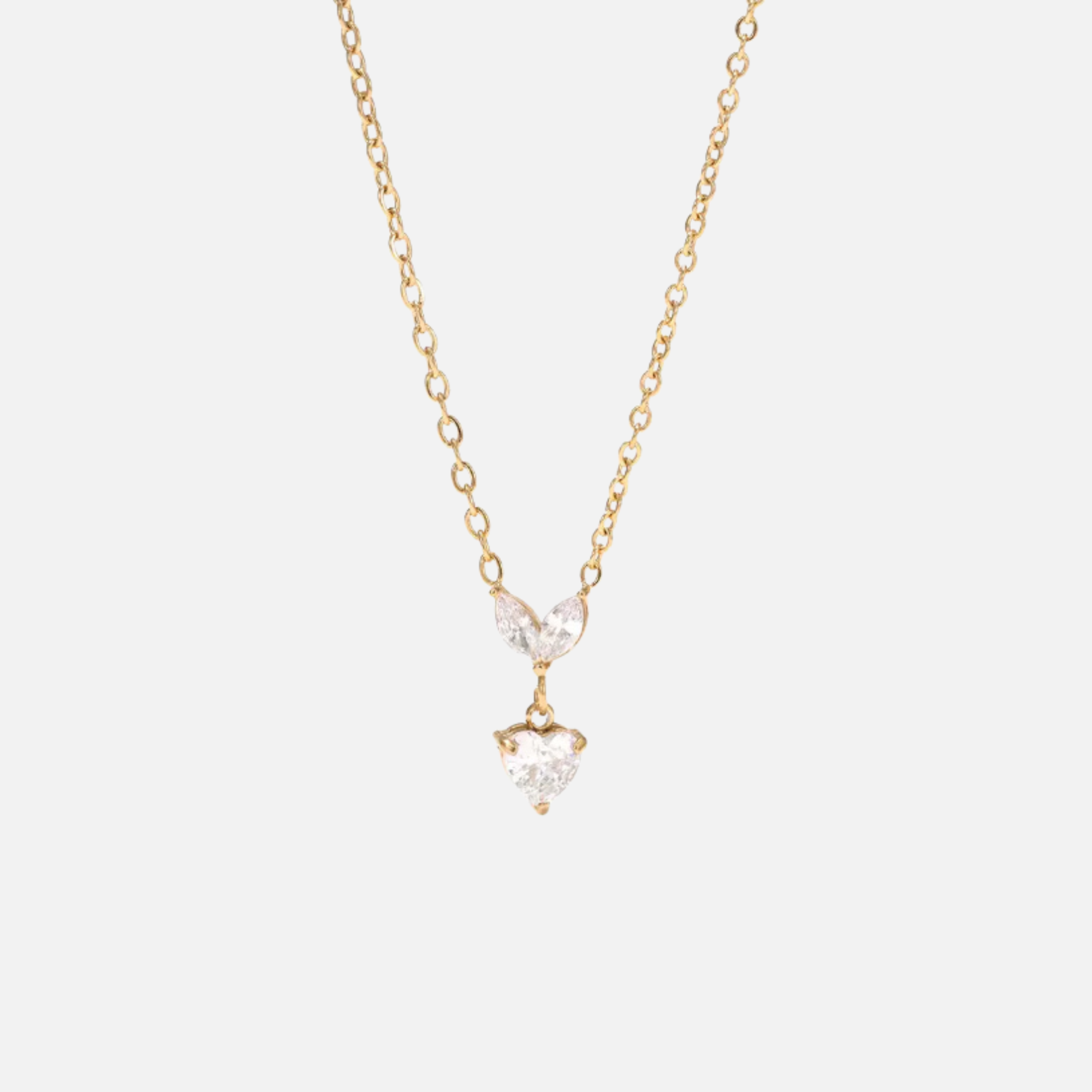 Collier cœur en acier inoxydable avec pendentif cristaux