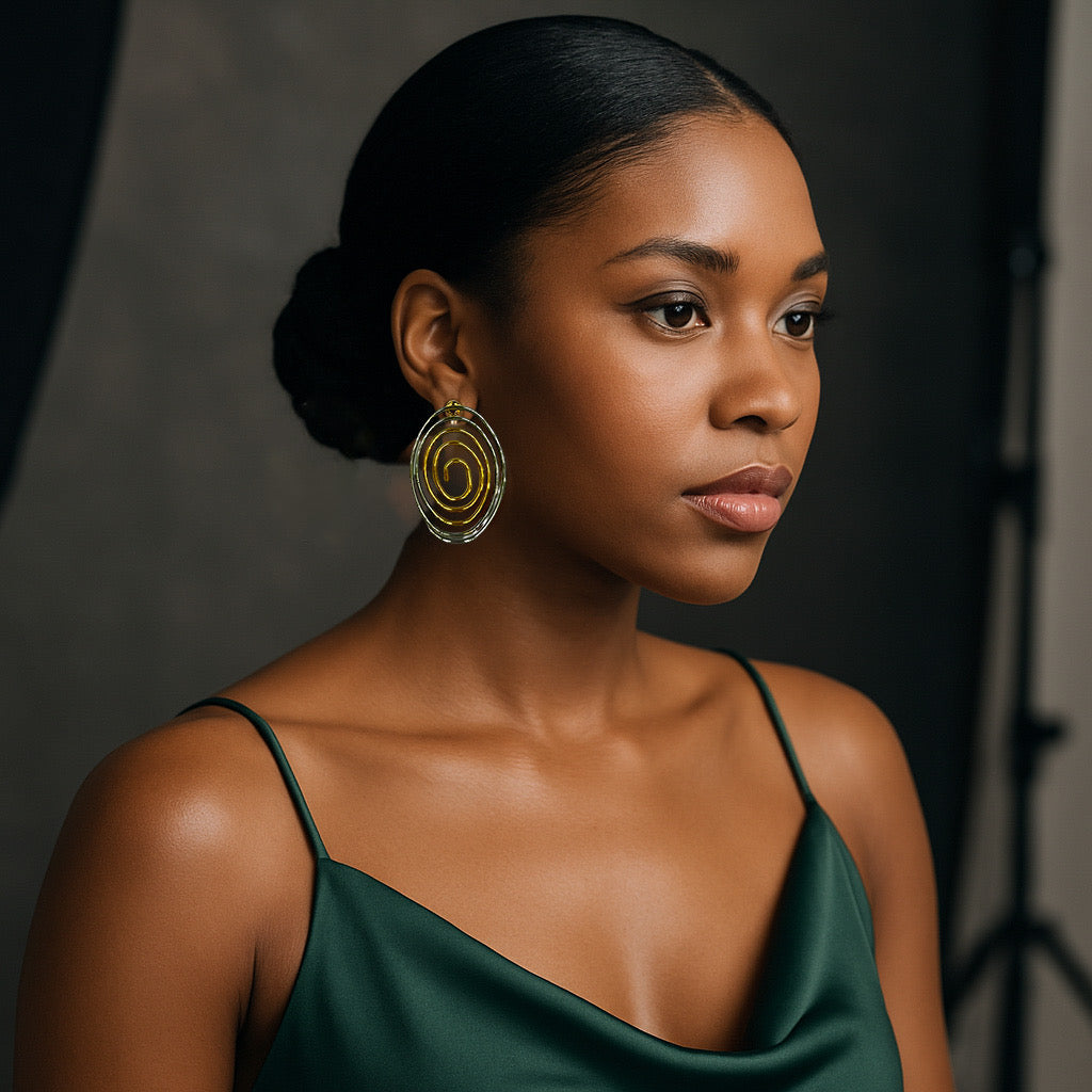 Boucles d’oreilles spirales bicolores en métal