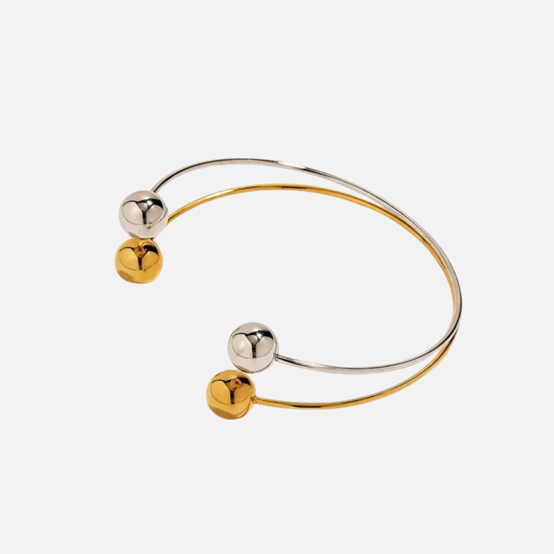 Bracelet jonc ouvert bicolore en acier inoxydable