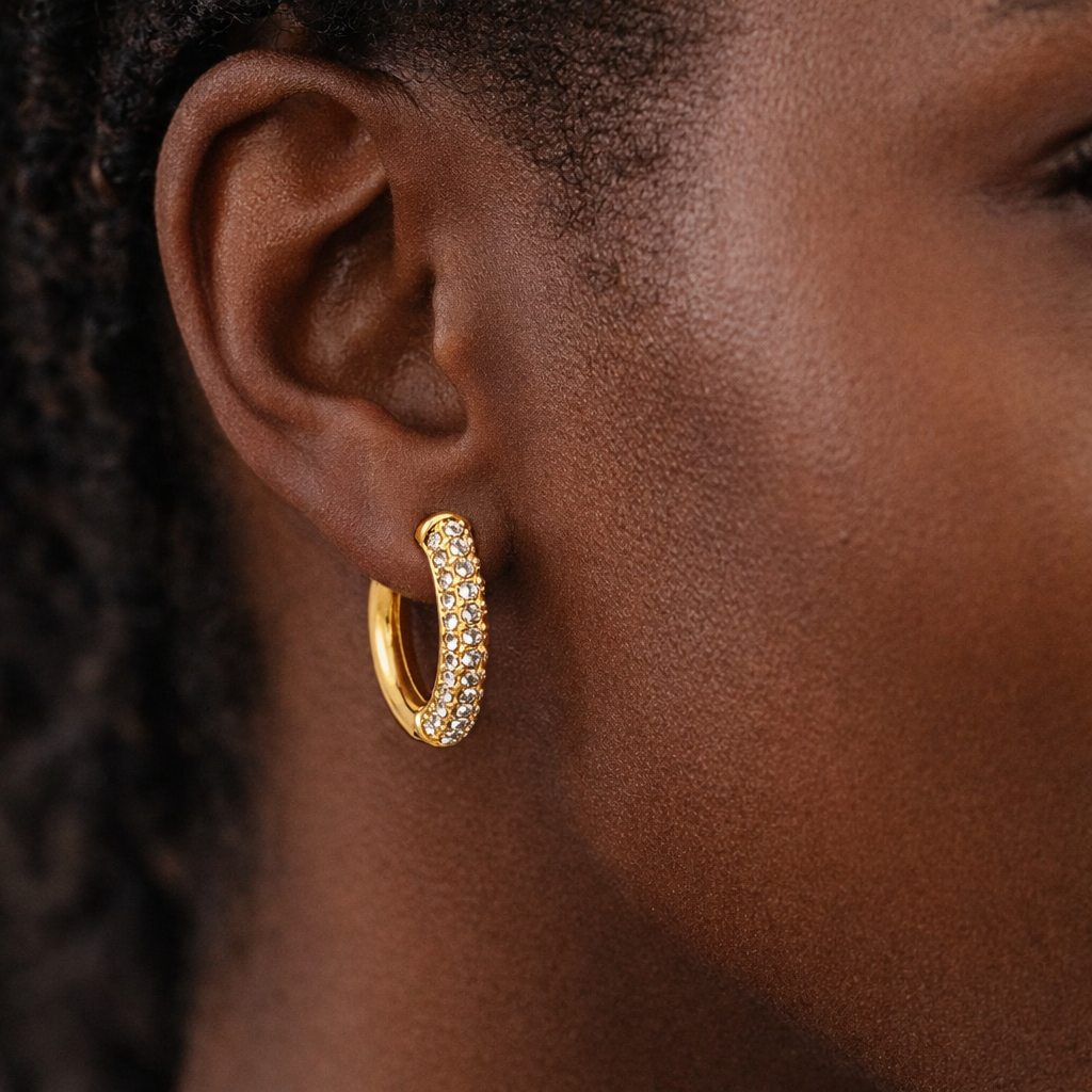 Boucles d’oreilles créoles strass en acier inoxydable