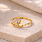Bague serpent en acier inoxydable avec pierres