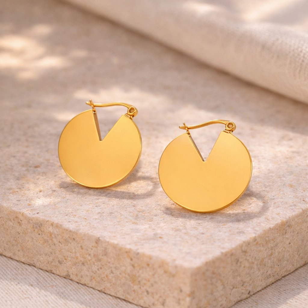 Créoles disque en acier inoxydable