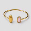 Bracelet en acier inoxydable doré et pierre rose