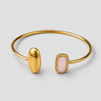 Bracelet en acier inoxydable doré et pierre rose