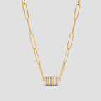 Collier chaîne maillons bicolores en acier inoxydable