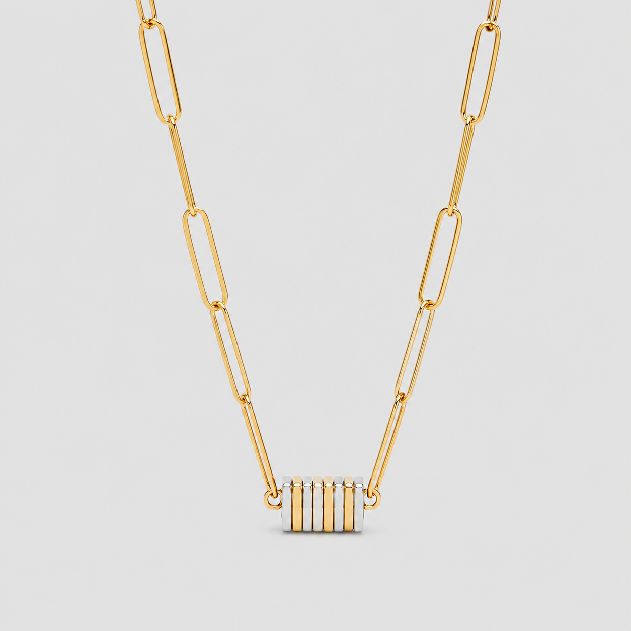 Collier chaîne maillons bicolores en acier inoxydable