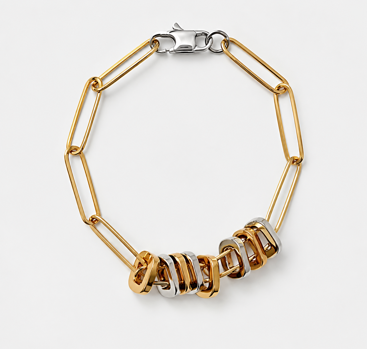 Bracelet chaîne maillons bicolores en acier inoxydable