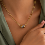 Collier chaîne maillons bicolores en acier inoxydable
