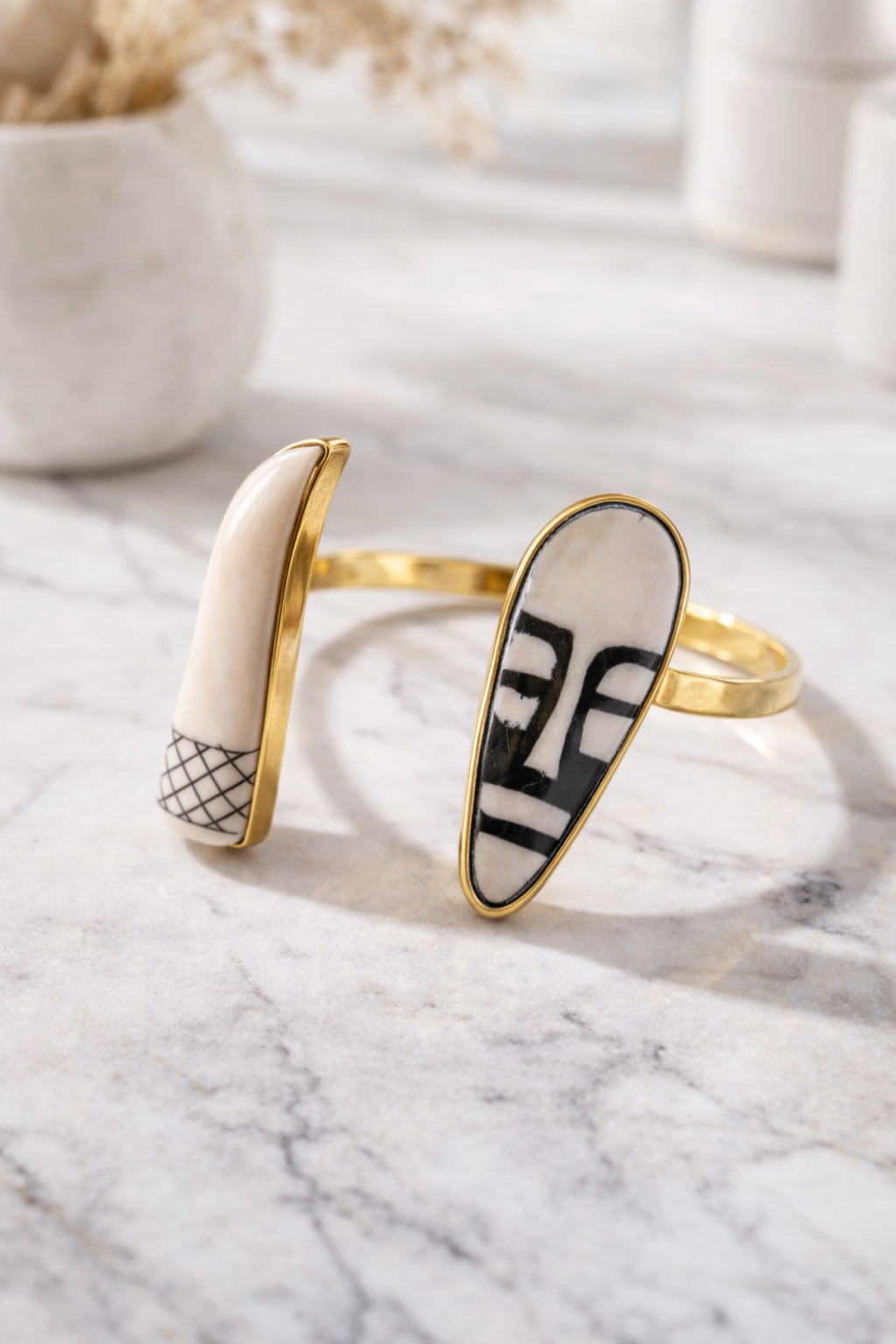 Bracelet Jonc masque Africain – Laiton Doré