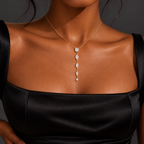Collier Y en acier inoxydable – pierres scintillantes
