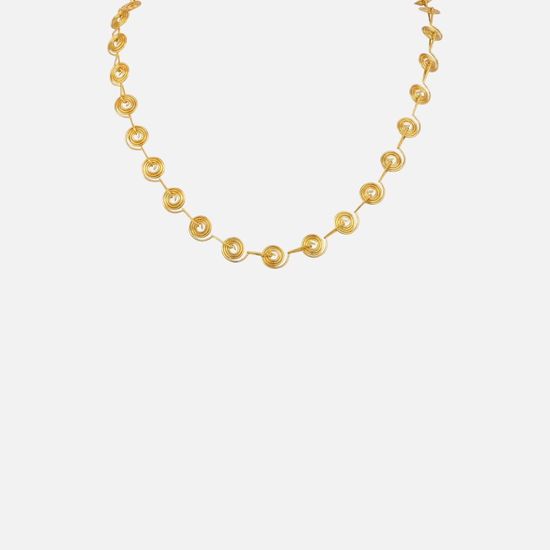 Parure collier et bracelet spirales en acier inoxydable