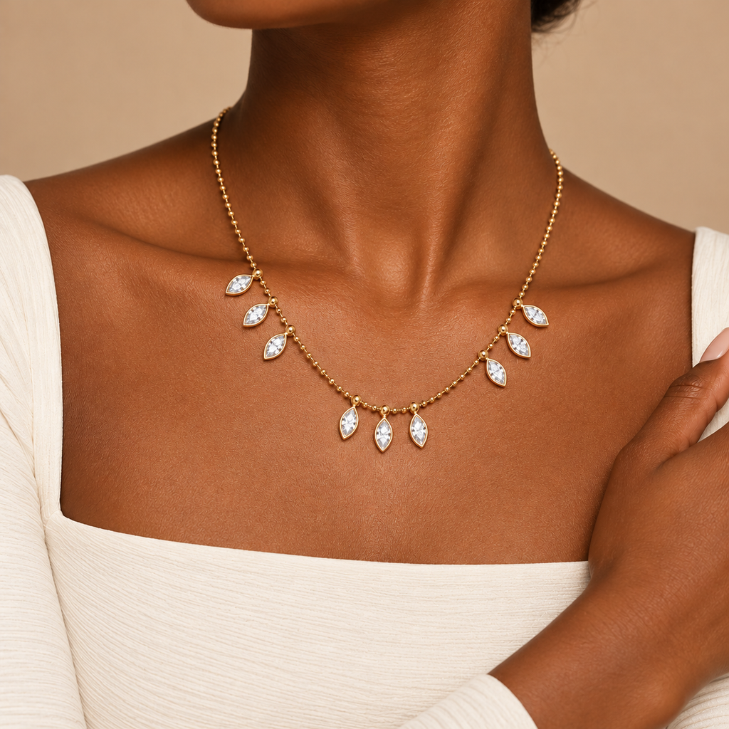 Collier Éclat – pampilles gouttes scintillantes en acier inoxydable