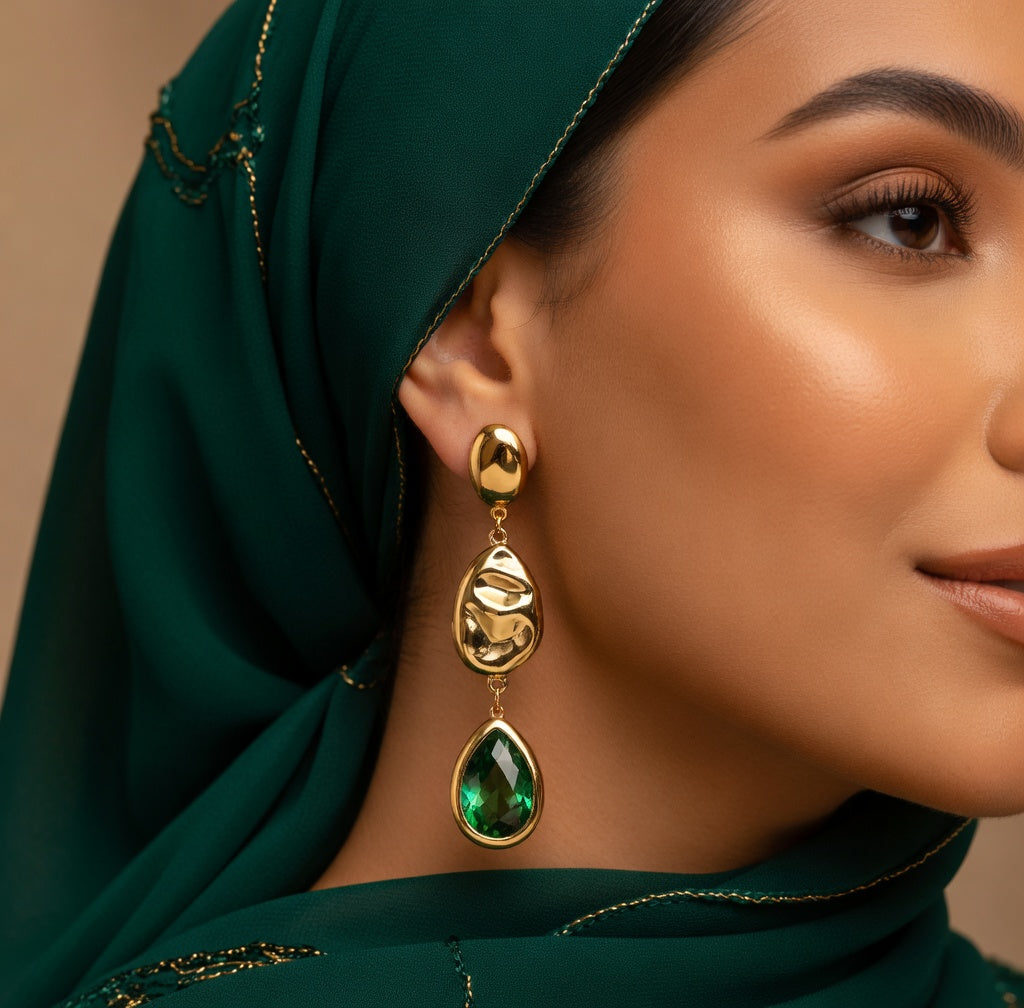 Boucles d’oreilles pendantes en acier inoxydable avec pierres