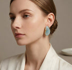 Boucles d’oreilles femme effet pierre marbrée en acier inoxydable doré – 5 coloris