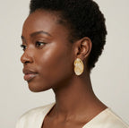 Boucles d’oreilles femme effet pierre marbrée en acier inoxydable doré – 5 coloris