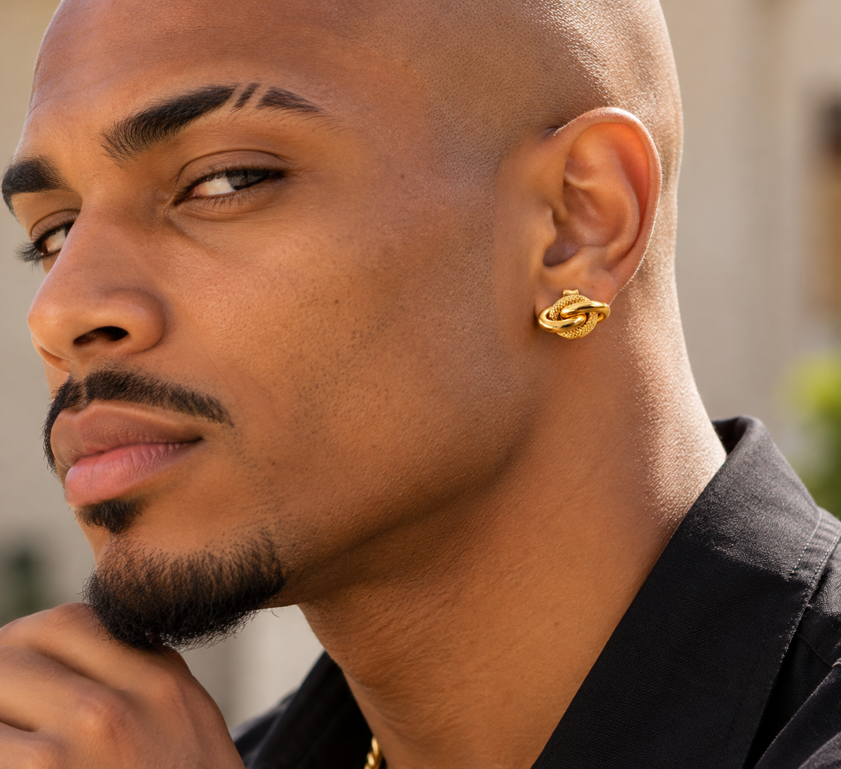 Boucle d'oreille forçat en acier inoxydable