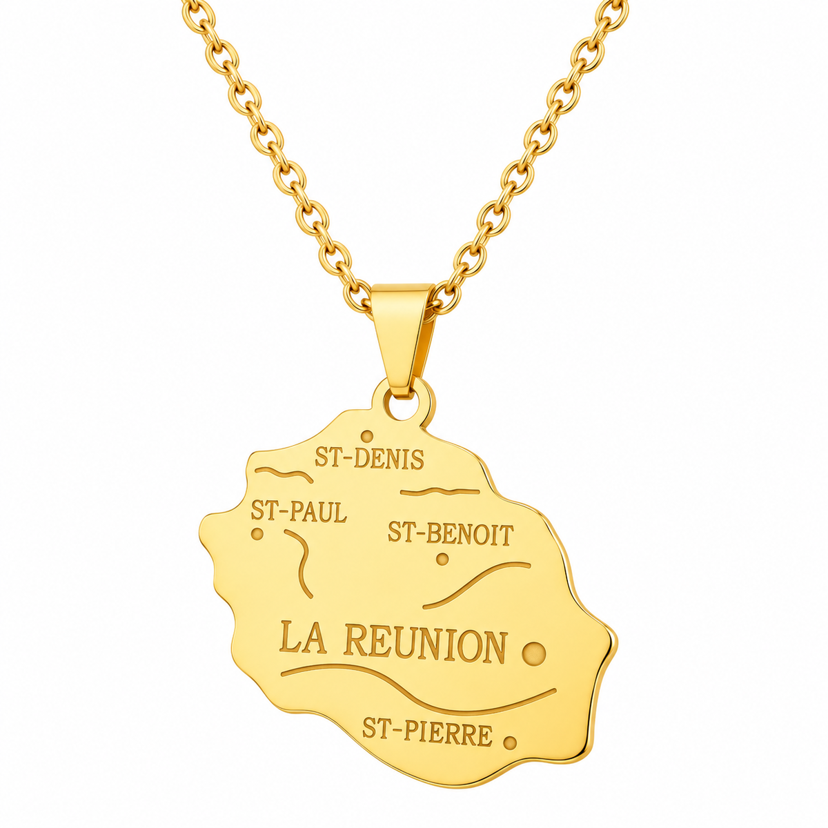 Collier carte la réunion 🇷🇪 en acier inoxydable