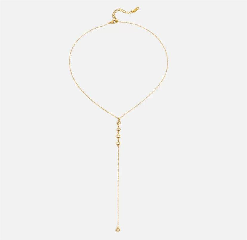 Collier plongeant avec cristaux en acier inoxydable