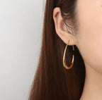 Créoles ovales allongées en acier inoxydable