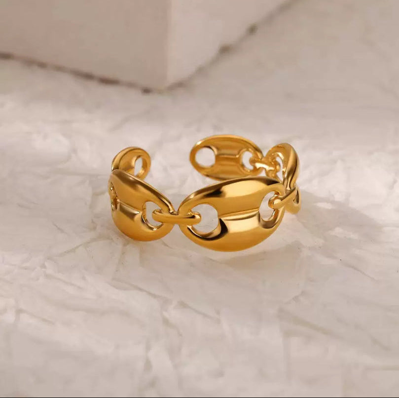 Bague graine de café en acier inoxydable