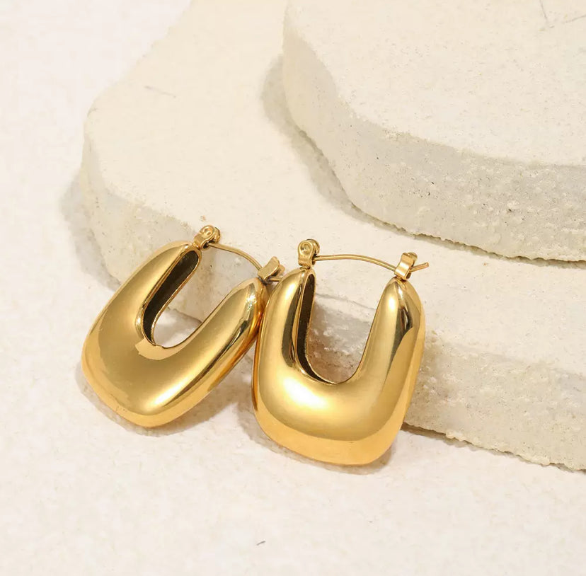 Créoles épaisses rectangulaires en acier inoxydable